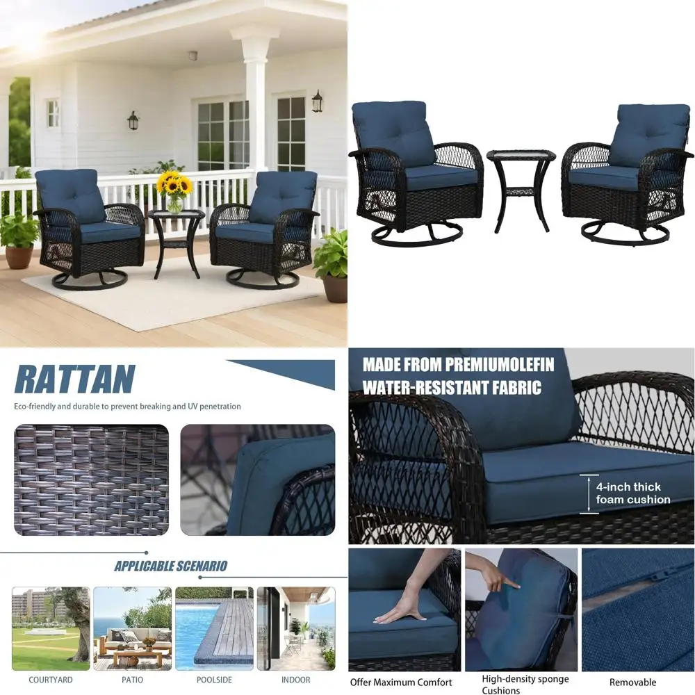 Комплект мебели для патио с поворотным механизмом для улицы, трех предметов для крыльца, заднего двора и сада
Комплект мебели для патио с поворотным механизмом для улицы, трех предметов для крыльца, заднего двора и сада