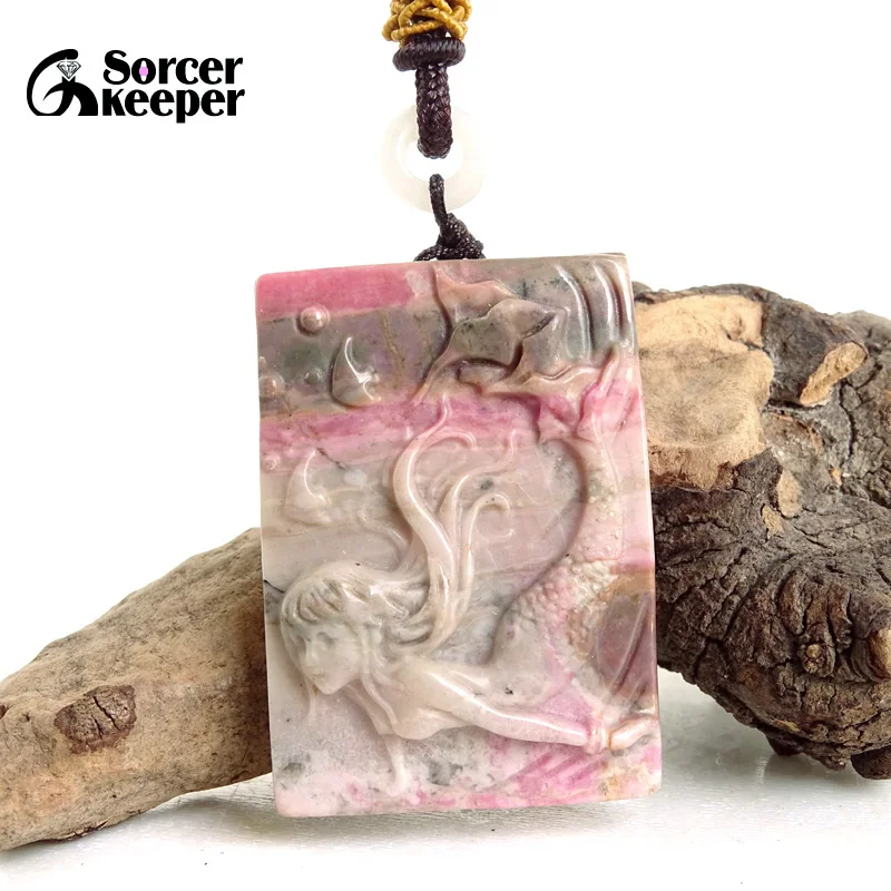 Hand-carved Mermaid Natural Rhodonite Jasper Stone Crystal Beads Pendant Vintage Long Necklaces For Women Jewelry BH026
Hand-carved Mermaid Natural Rhodonite Jasper Stone Crystal Beads Pendant Vintage Long Necklaces For Women Jewelry BH026