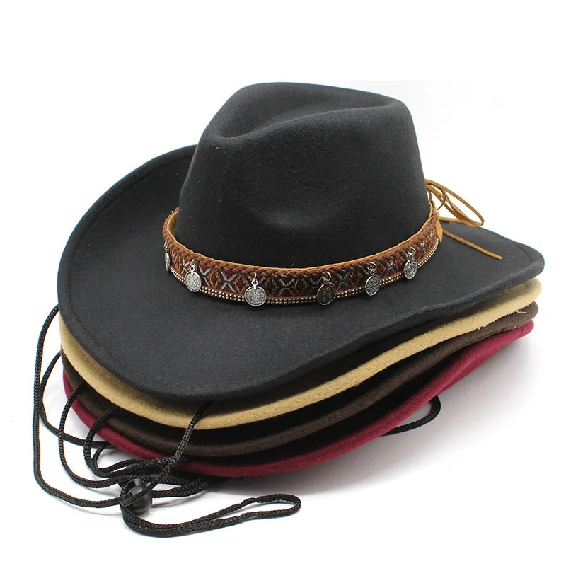 Western Cowboy Hat Retro Fedora Hat Woolen Hat Denim Fur Felt Hat Ethnic Style Cowboy Hat With Wind Proof Rope
Western Cowboy Hat Retro Fedora Hat Woolen Hat Denim Fur Felt Hat Ethnic Style Cowboy Hat With Wind Proof Rope