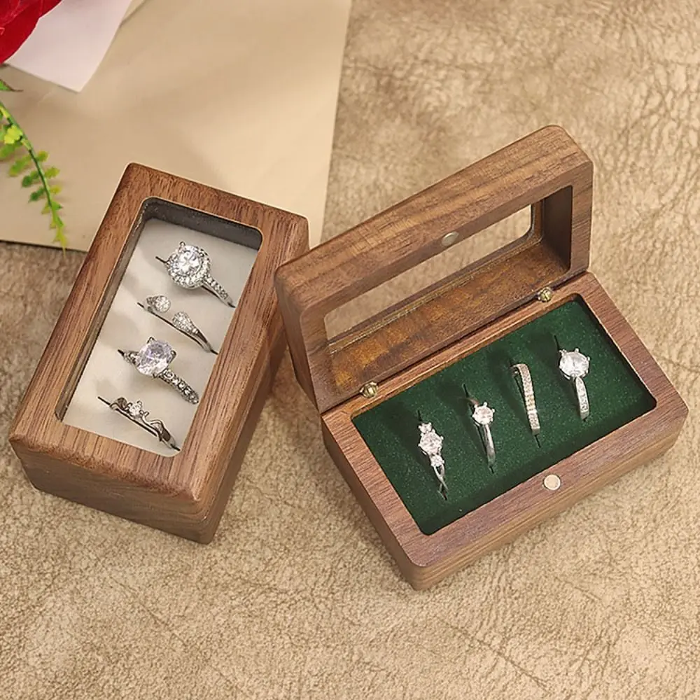 4 Slots Square Rings Holder Opening Window Magnetic Cover Jewelry Ring Holder Exquisite Wooden Ring Box Rings Bearer Box Couples
4 Slots Square Rings Holder Opening Window Magnetic Cover Jewelry Ring Holder Exquisite Wooden Ring Box Rings Bearer Box Couples