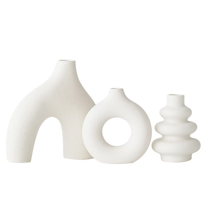 three-piece white ceramic vase, round geometric design vase, new vase for vegetarian burning set
three-piece white ceramic vase, round geometric design vase, new vase for vegetarian burning set