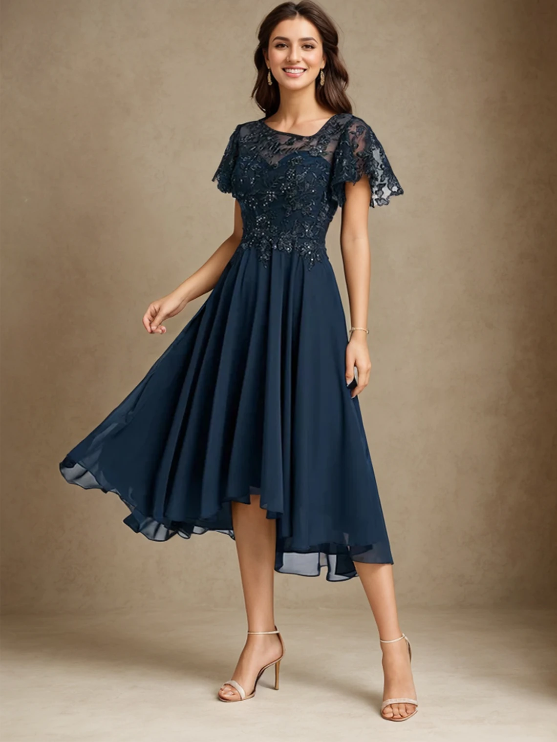 Elegant Classic A-Line Evening Dress Asymmetrical Chiffon Lace Appliques Short Sleeves Wedding Guest Dress 2025 Free Customized
Elegant Classic A-Line Evening Dress Asymmetrical Chiffon Lace Appliques Short Sleeves Wedding Guest Dress 2025 Free Customized