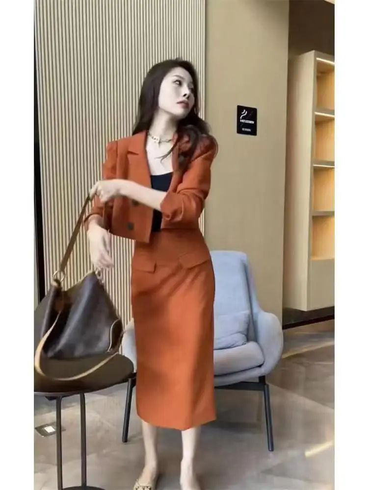 Women's Mom Sle Korean Version Autumn Suit Collar Double Button High Waist Slim Fit Bodycon Skirt Set ort Sve Long Sve
Women's Mom Sle Korean Version Autumn Suit Collar Double Button High Waist Slim Fit Bodycon Skirt Set ort Sve Long Sve