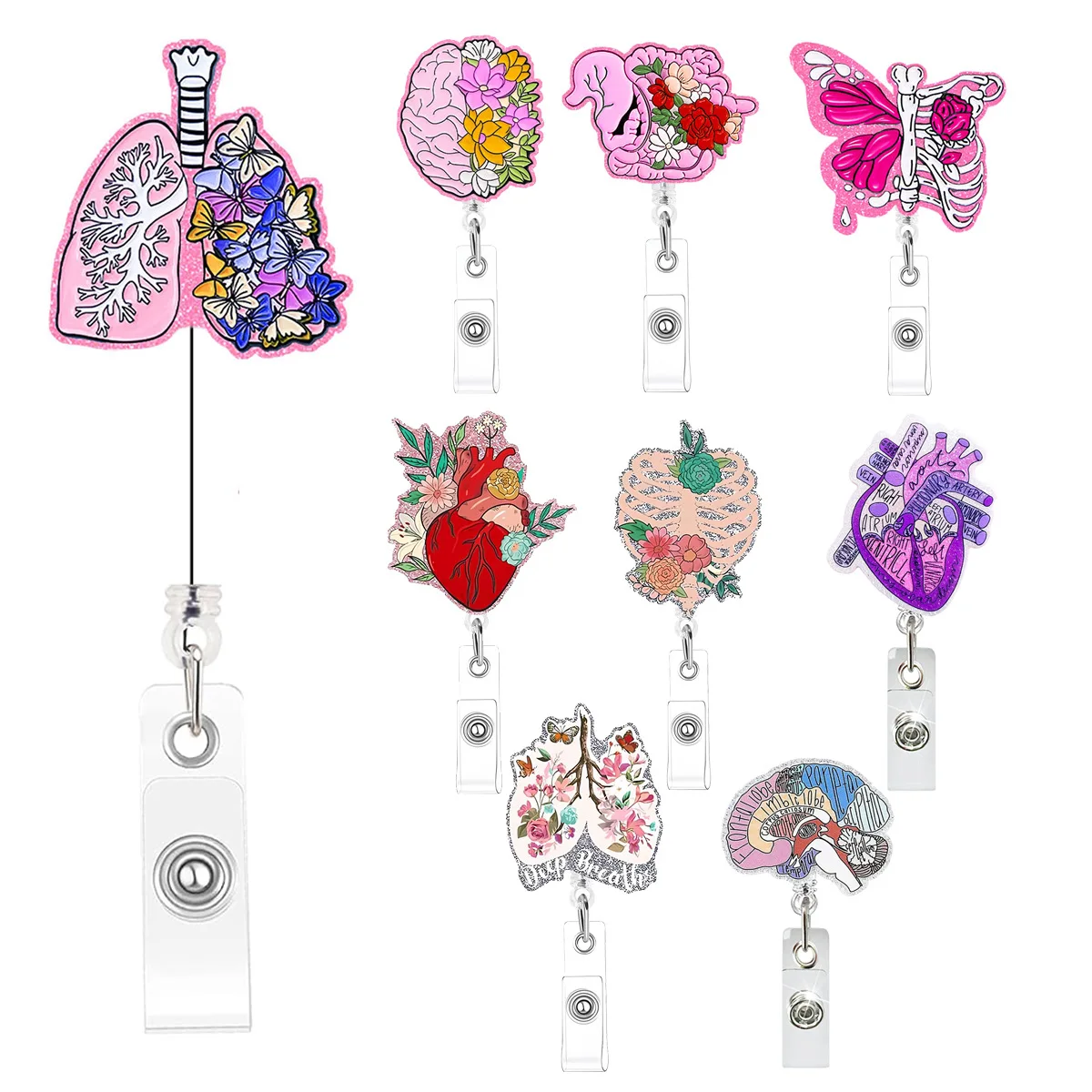 Retractable Badge Reel Acrylic Human Organ Brain Heart Design Rotatable Alligator Clip ID Card Reel for Nurse Doctor
Retractable Badge Reel Acrylic Human Organ Brain Heart Design Rotatable Alligator Clip ID Card Reel for Nurse Doctor