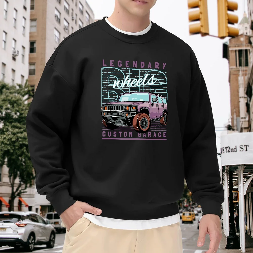 Men's Black Crew Neck Loose Sweatshirt with Car Graphic Print, Street Fashion Casual Versatile Style, Comfortable and Breathable Fashion Item for Everyday Wear
Men's Black Crew Neck Loose Sweatshirt with Car Graphic Print, Street Fashion Casual Versatile Style, Comfortable and Breathable Fashion Item for Everyday Wear