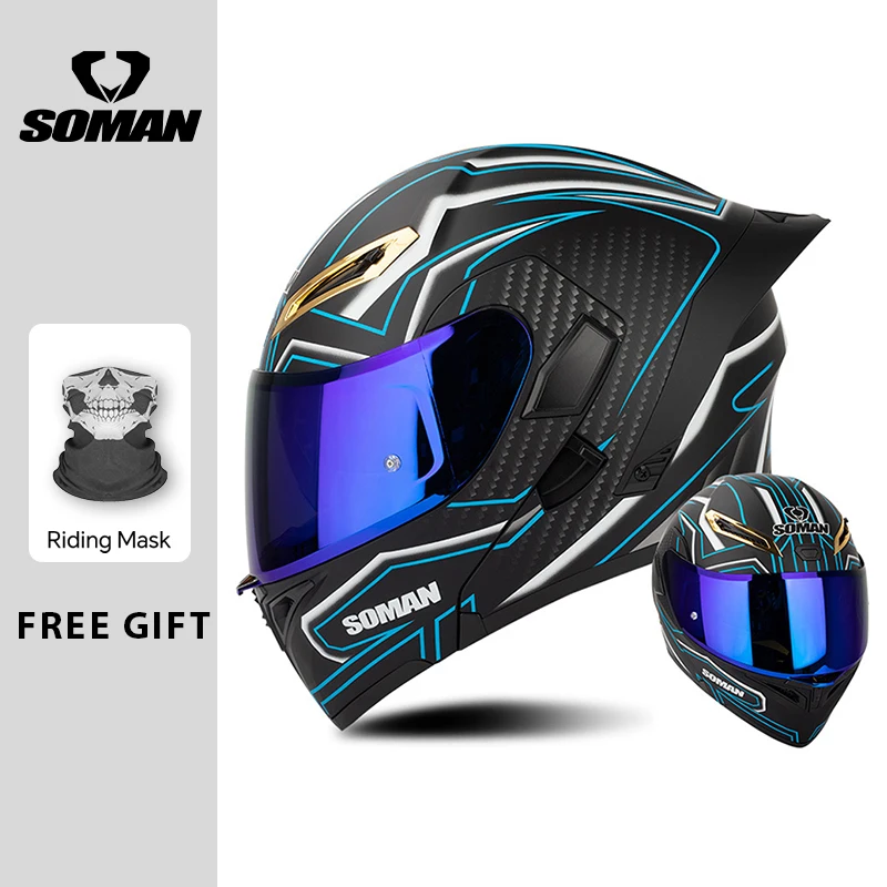 SOMAN Motorcycle Helmets Full Face Helmet Colorful Dual Lens Flip Up Helmet Men Women DOT Approved Modular Helm Casco Para Moto
SOMAN Motorcycle Helmets Full Face Helmet Colorful Dual Lens Flip Up Helmet Men Women DOT Approved Modular Helm Casco Para Moto