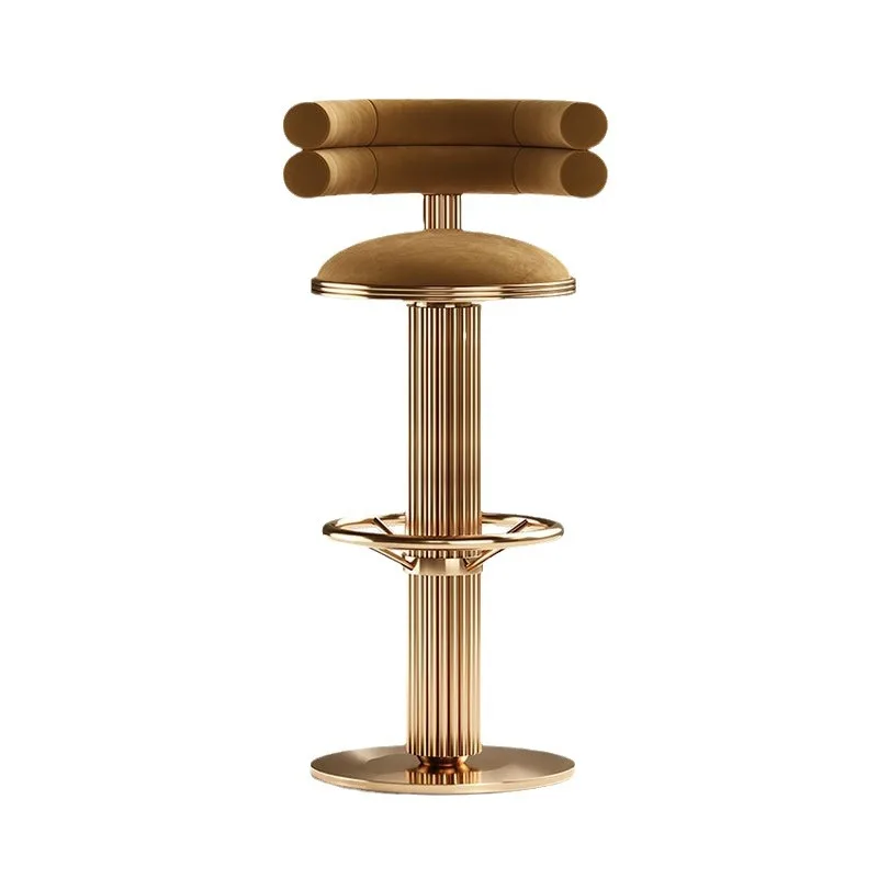 Luxury gold stainless steel hotel front desk high chair bar KTV velvet bar chair modern light luxury bar stool
Luxury gold stainless steel hotel front desk high chair bar KTV velvet bar chair modern light luxury bar stool