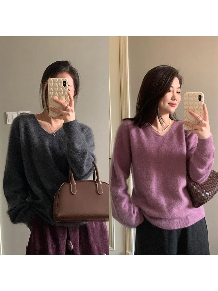 Свободный шерстяной свитер с V-образным вырезом, удобный, в стиле кэжуал, осенне-зимняя новинка, женский повседневный модный свитер с длинными рукавами
Свободный шерстяной свитер с V-образным вырезом, удобный, в стиле кэжуал, осенне-зимняя новинка, женский повседневный модный свитер с длинными рукавами