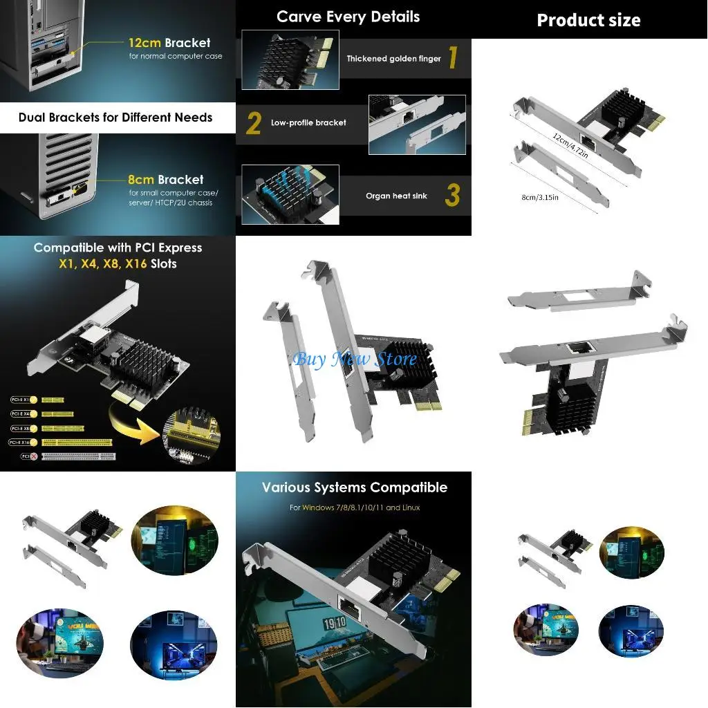 20CE Multiple Rate RJ45 LAN Card 2.5Gbps Connection Gigabit Networking Adapter, PCIe to RJ45 for Desktops
20CE Multiple Rate RJ45 LAN Card 2.5Gbps Connection Gigabit Networking Adapter, PCIe to RJ45 for Desktops