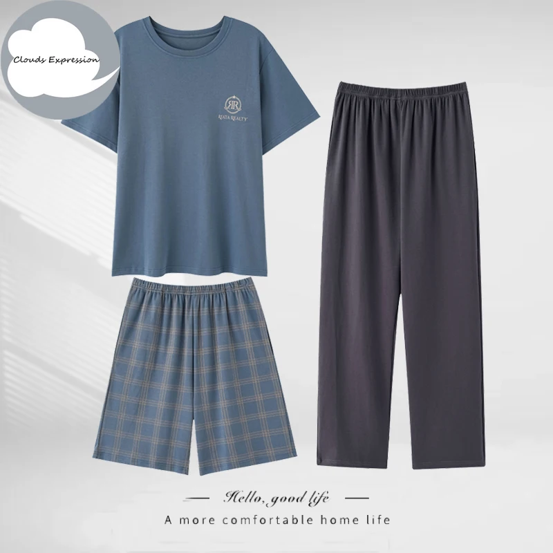 Summer New 3 Pieces Sets Pjs Short-sleeved Men's Pajama Sets Male Pyjamas Plaid Loungewear Sleepwear Homewear 4XL PJ Clothing
Summer New 3 Pieces Sets Pjs Short-sleeved Men's Pajama Sets Male Pyjamas Plaid Loungewear Sleepwear Homewear 4XL PJ Clothing
