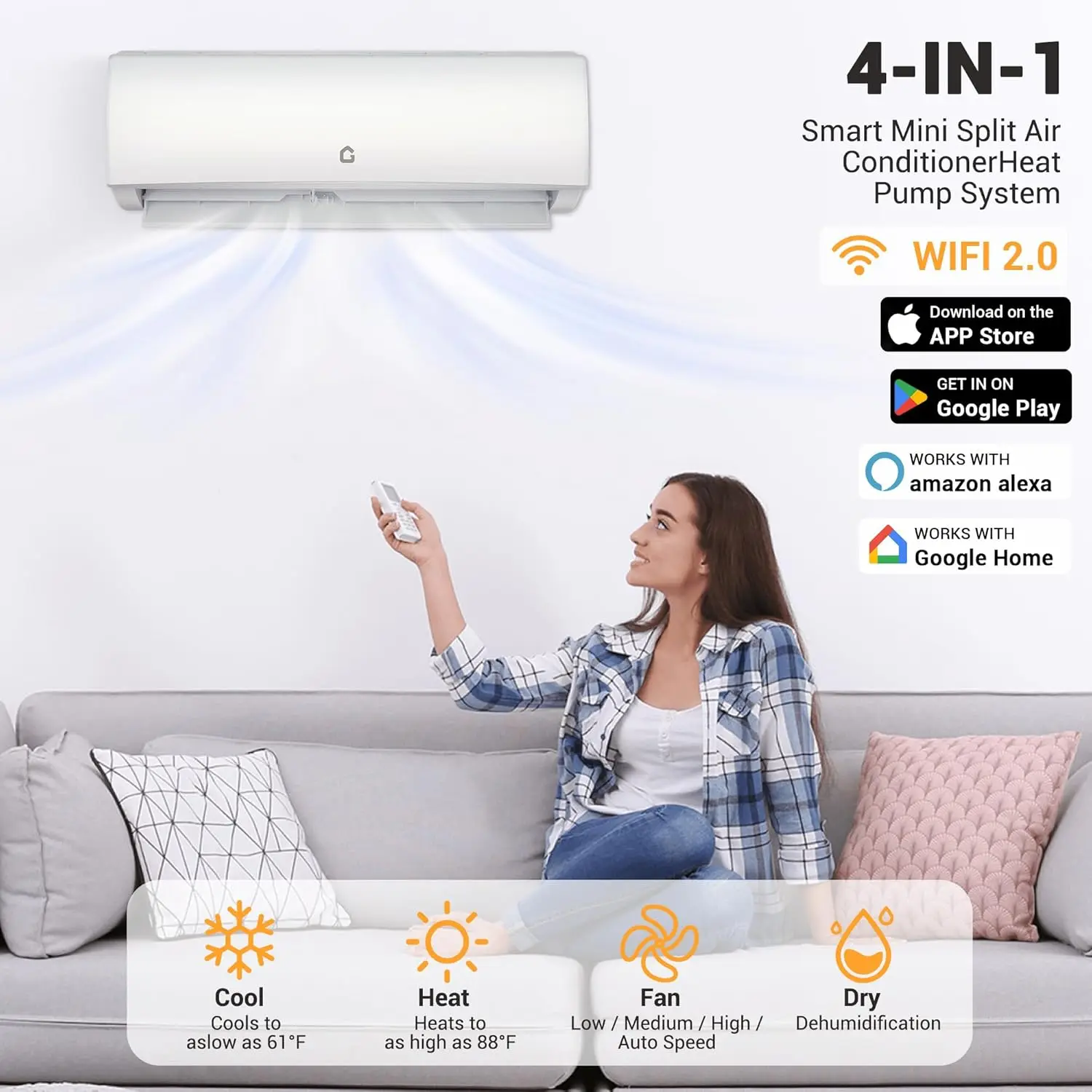 Garvee 20 SEER2 9000 BTU Mini Split Air Conditioner & Heater, Wifi Enabled Ductless Inverter AC Unit with 230V Energy Saving System, White
Garvee 20 SEER2 9000 BTU Mini Split Air Conditioner & Heater, Wifi Enabled Ductless Inverter AC Unit with 230V Energy Saving System, White