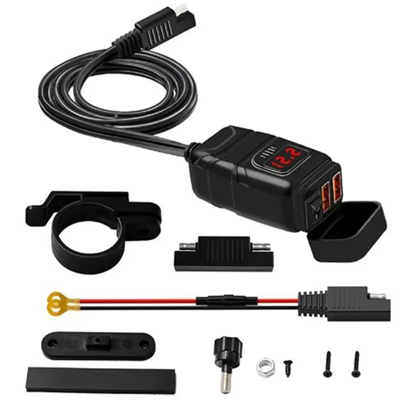 WF-QC3.0 Motorcycle Socket Waterproof Dual USB Fast Charge Digital Display Voltmeter Motorcycle Parts Accessories
WF-QC3.0 Motorcycle Socket Waterproof Dual USB Fast Charge Digital Display Voltmeter Motorcycle Parts Accessories