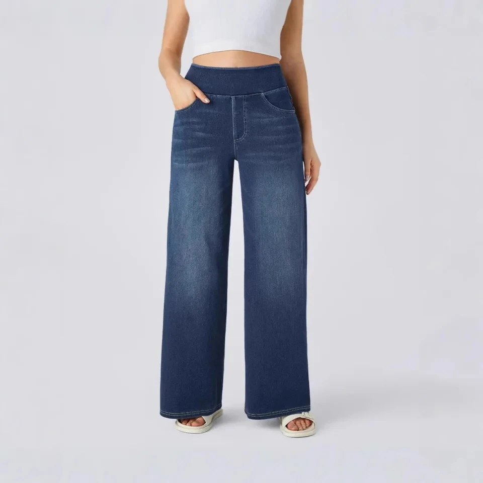 New High Waist Slimming Multi Pocket Straight Wide Leg Jeans Women Dark Blue Blue Light Gray Azure Blue Fashion Trendy Style
New High Waist Slimming Multi Pocket Straight Wide Leg Jeans Women Dark Blue Blue Light Gray Azure Blue Fashion Trendy Style