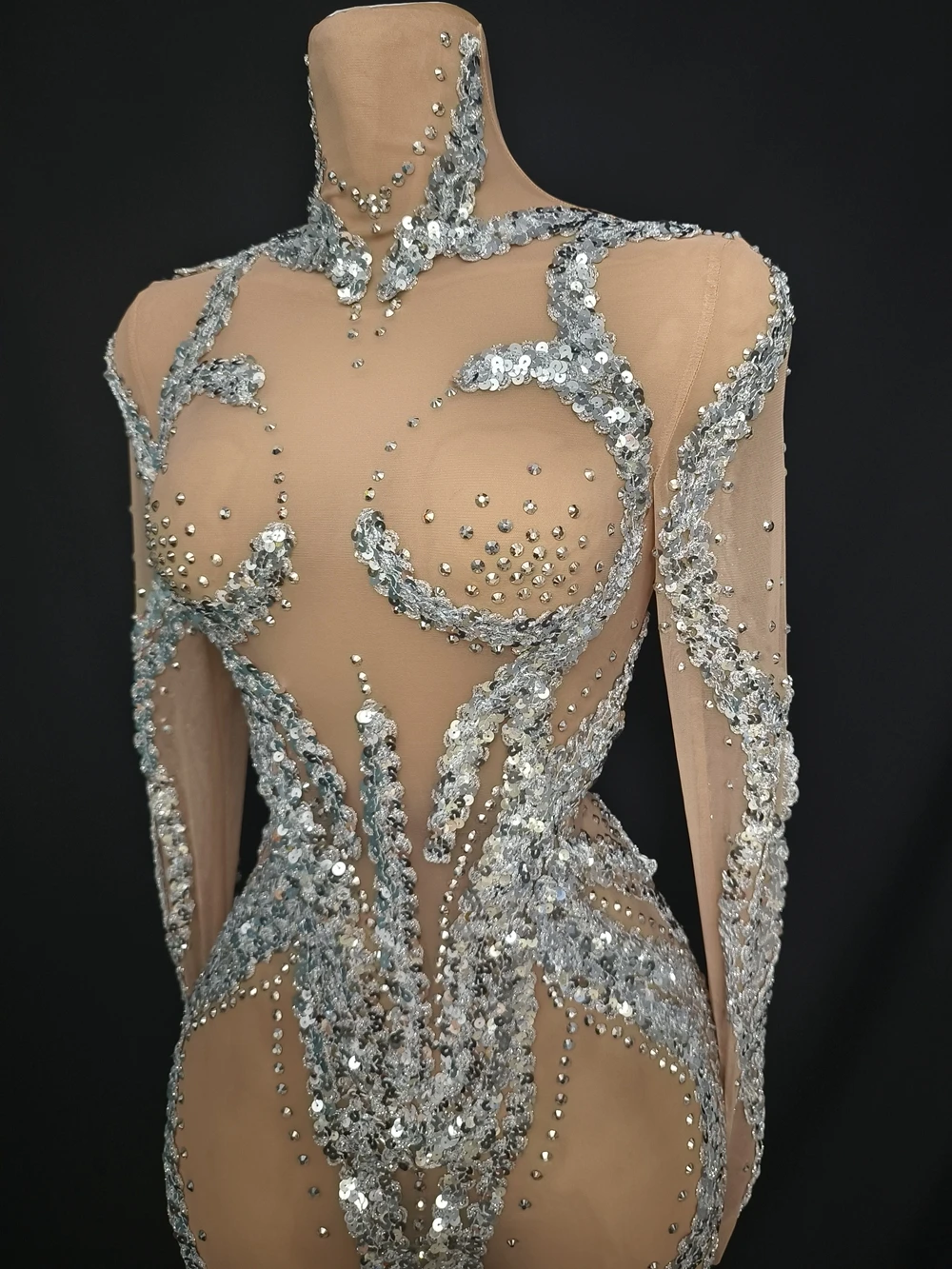 Rhinestones outfit Sequins Long Sleeves Short Dress Women Sexy Transparent Birthday Celebrate Evening Dress Stage Wear
Rhinestones outfit Sequins Long Sleeves Short Dress Women Sexy Transparent Birthday Celebrate Evening Dress Stage Wear