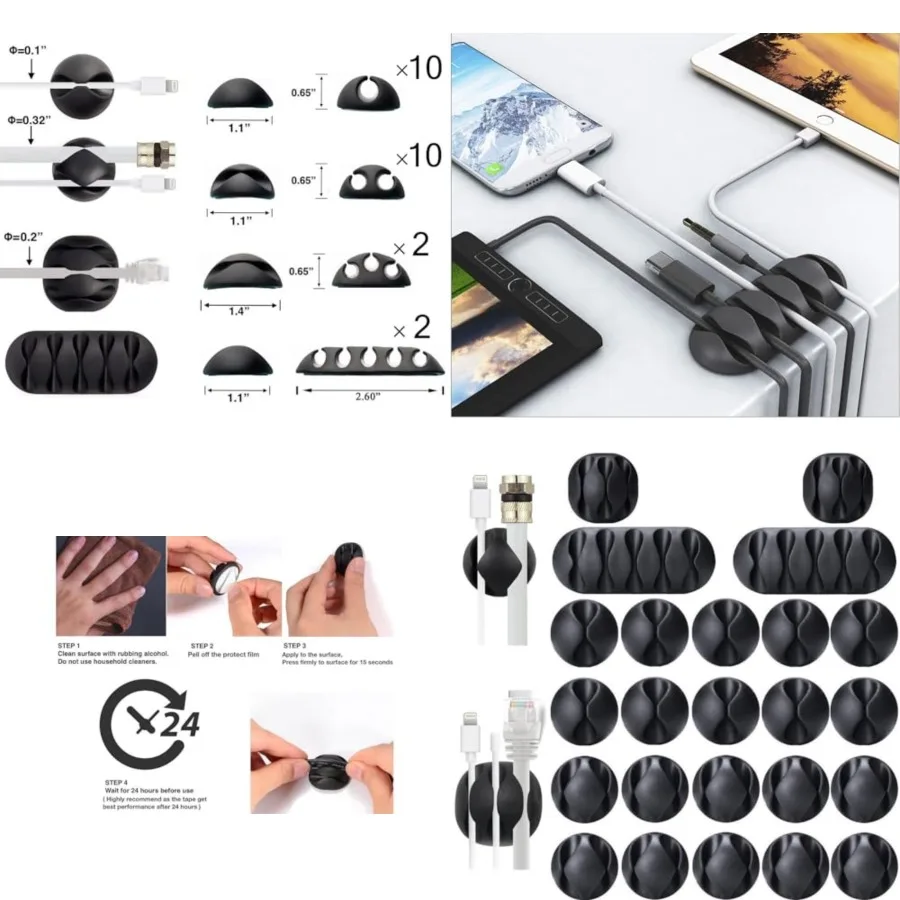 Desk Cable Management Cord Organizer, 24 Pack Self Adhesive Cord Holder Cable Clips, Ideal Cable Organizer Wire Keeper for Desk
Desk Cable Management Cord Organizer, 24 Pack Self Adhesive Cord Holder Cable Clips, Ideal Cable Organizer Wire Keeper for Desk