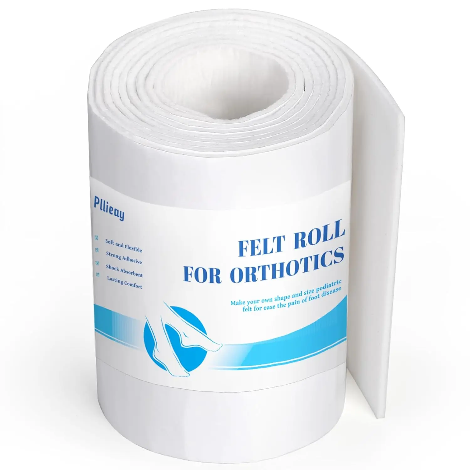 Orthopedic Felt Roll 1/8" Thick 6" x 2.5yd, Adhesive Felt Roll for Foot Pain Relief, Cushioning & Support
Orthopedic Felt Roll 1/8" Thick 6" x 2.5yd, Adhesive Felt Roll for Foot Pain Relief, Cushioning & Support