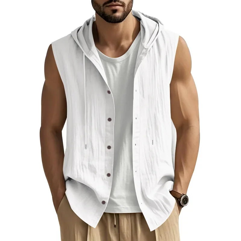 2025 Summer Mens Sleeveless Shirt New Men Loose Casual Linen Hooded Shirt Male Thin Waistcoat Male Trendy Casual Shirt
2025 Summer Mens Sleeveless Shirt New Men Loose Casual Linen Hooded Shirt Male Thin Waistcoat Male Trendy Casual Shirt