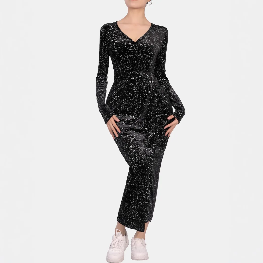 French High-end Slim Dresses Fall and Winter Sexy V-neck Sequins Knitted Long-sleeved Package Hip Dresses
French High-end Slim Dresses Fall and Winter Sexy V-neck Sequins Knitted Long-sleeved Package Hip Dresses