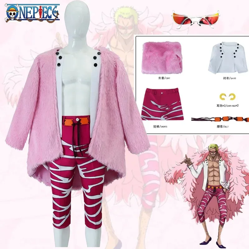 Anime Donquixote Doflamingo Cosplay Costume One Piece Coat Pants Belt Glasses Outfit Halloween Party Disguise Suit for Adult Men
Anime Donquixote Doflamingo Cosplay Costume One Piece Coat Pants Belt Glasses Outfit Halloween Party Disguise Suit for Adult Men