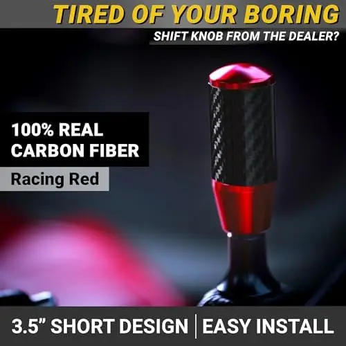 Premium Red Carbon Fiber Shift Knob – Fits 4-6 Speed Manuals & Auto Trans (M8, M10, M12) – JDM Style – 4 Adapters Included
Premium Red Carbon Fiber Shift Knob – Fits 4-6 Speed Manuals & Auto Trans (M8, M10, M12) – JDM Style – 4 Adapters Included