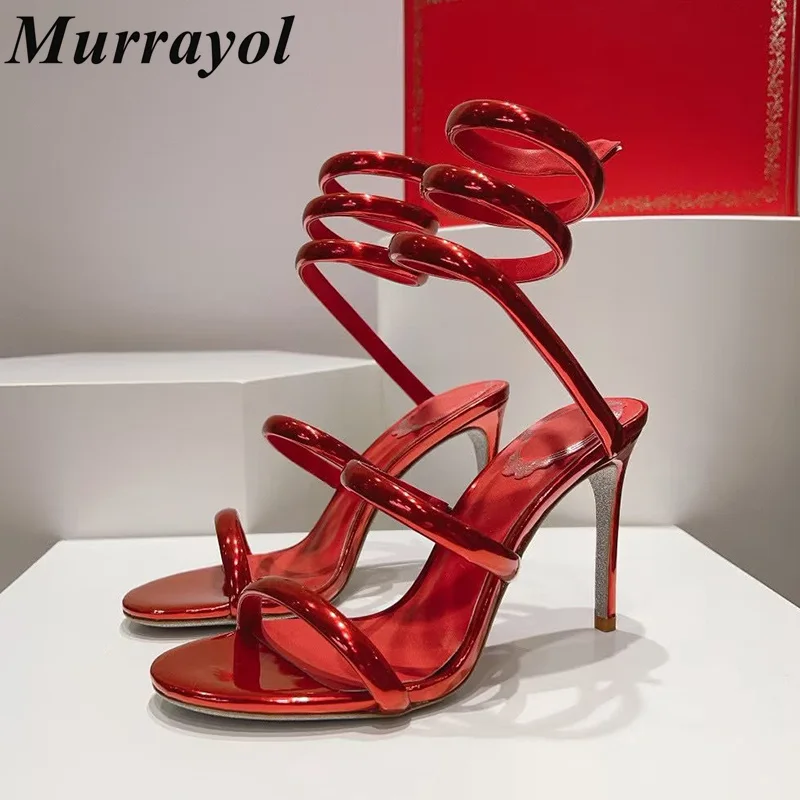 Ankle Snake Shaped Strap Entanglement Sandals Women Patent Leather One Strap Thin High Heels Sandalias Summer Dress Shoes
Ankle Snake Shaped Strap Entanglement Sandals Women Patent Leather One Strap Thin High Heels Sandalias Summer Dress Shoes