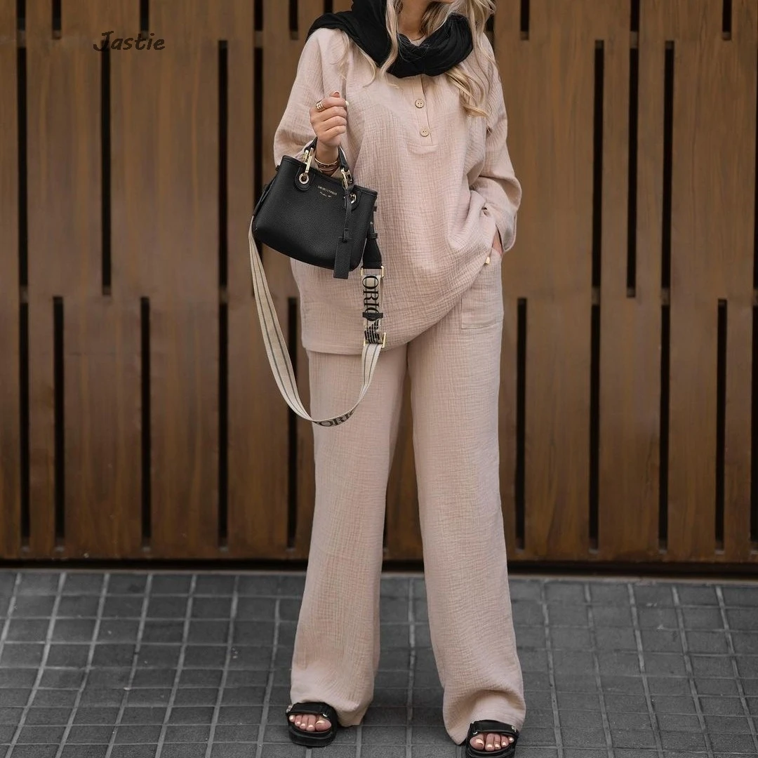 Oversize Wrinkle Fabric Shirt Straight Leg Pants Sets For Women 2 Pieces Casual Solid Long Sleeve Shirts Pants Set Women's Suit
Oversize Wrinkle Fabric Shirt Straight Leg Pants Sets For Women 2 Pieces Casual Solid Long Sleeve Shirts Pants Set Women's Suit