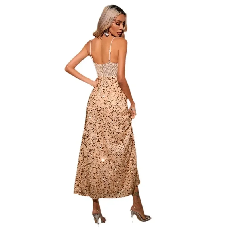 Waist-exposed High-waisted Sequined Suspender A-shaped, Evening Party Dress,women Long Dresses Plus Size 9XL 8XL 7XL 6XL XXXXXL 
Waist-exposed High-waisted Sequined Suspender A-shaped, Evening Party Dress,women Long Dresses Plus Size 9XL 8XL 7XL 6XL XXXXXL