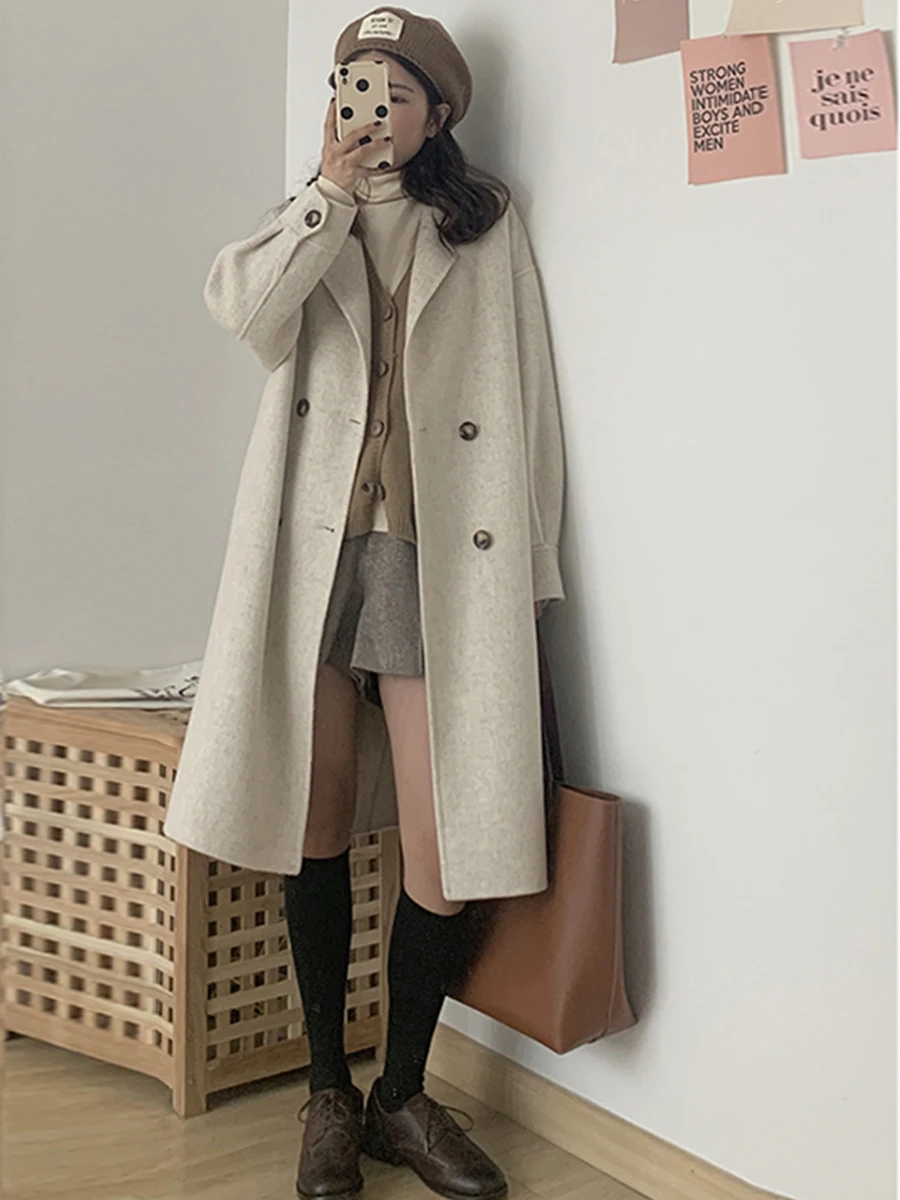 Oaeal Double-Sided Camere Coat Women's Winter Thiened Woolen Tweed Jaet Korean Sle Straight Cut Long Sve Coat
Oaeal Double-Sided Camere Coat Women's Winter Thiened Woolen Tweed Jaet Korean Sle Straight Cut Long Sve Coat