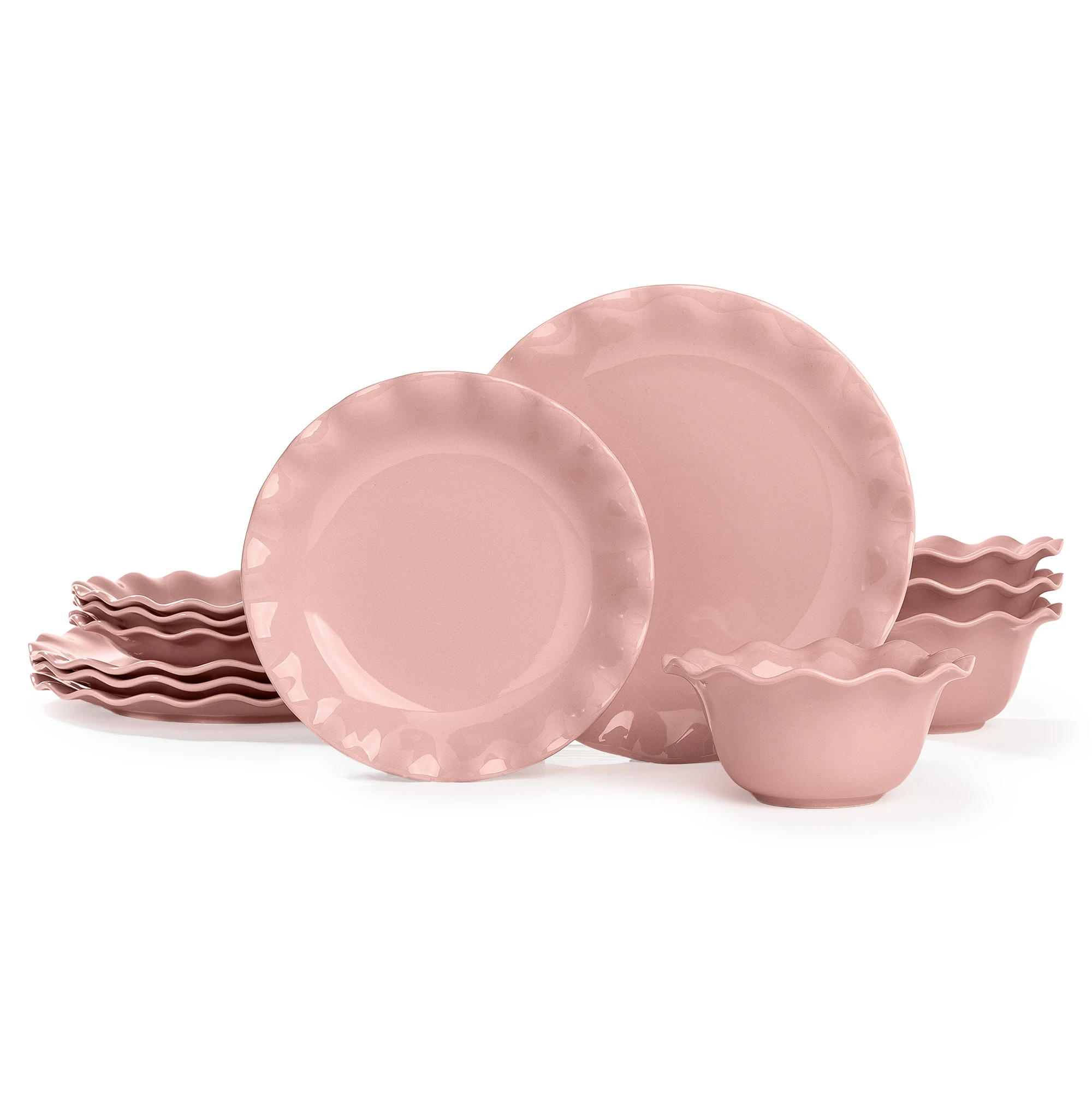 12-Piece Stoneware Dinnerware Set, Plates & Bowls Dish Set, Service for 4, Microwave & Dishwasher Safe, Rose
12-Piece Stoneware Dinnerware Set, Plates & Bowls Dish Set, Service for 4, Microwave & Dishwasher Safe, Rose