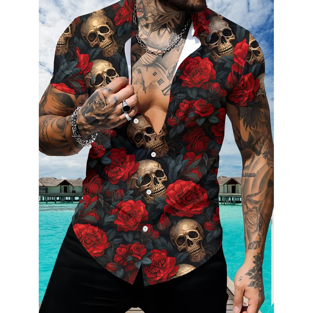 Skull And Flowers 3D Printed Shirts Summer Leisure Breathable Short Sleeve Hawaiian Shirt Men's Fashion Gothic Style Streetwear
Skull And Flowers 3D Printed Shirts Summer Leisure Breathable Short Sleeve Hawaiian Shirt Men's Fashion Gothic Style Streetwear