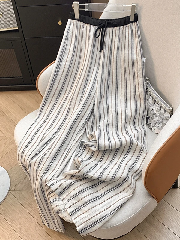 Korean Japanese Brand Striped Women's plus Size Fashion Artistic Ageless Drawstring Elastic Waist Wide Leg Long Pants
Korean Japanese Brand Striped Women's plus Size Fashion Artistic Ageless Drawstring Elastic Waist Wide Leg Long Pants