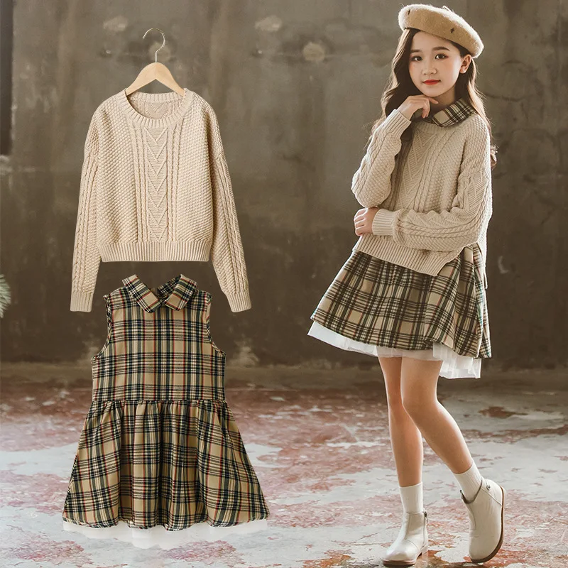 Korean Children's Clothing 2023 Spring Sets For Girl Junior Girl Pullover Sweaters Clothes Elementary Girl Dresses 2-Piece Sets
Korean Children's Clothing 2023 Spring Sets For Girl Junior Girl Pullover Sweaters Clothes Elementary Girl Dresses 2-Piece Sets