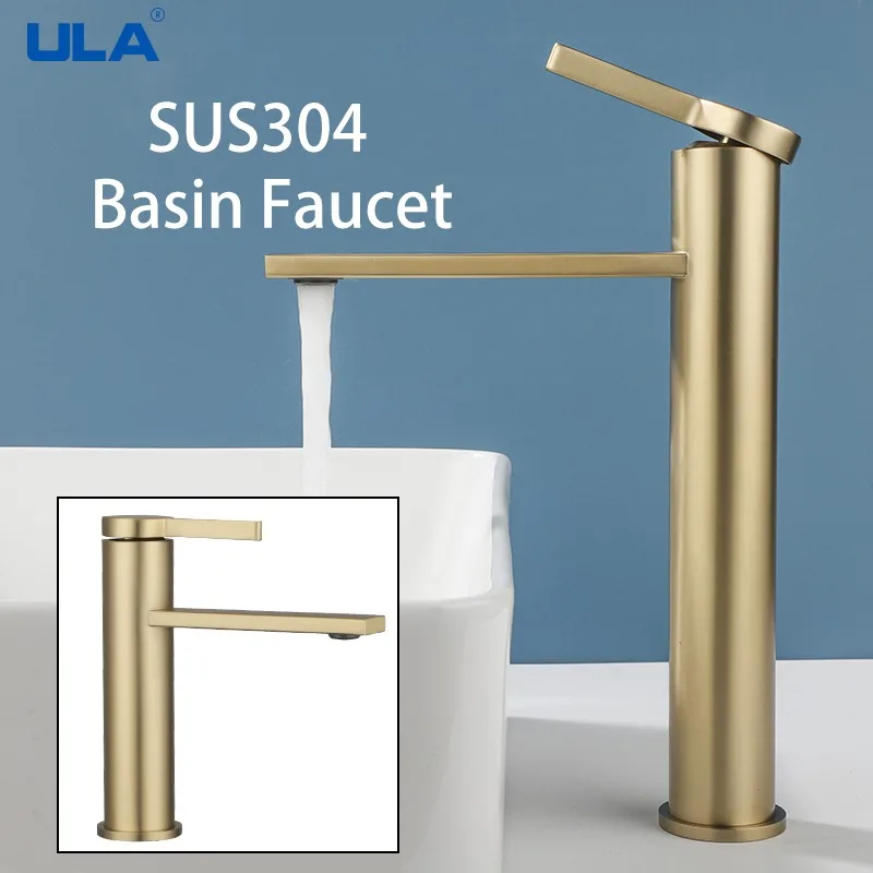 ULA Brushed Gold Basin Faucet Bathroom Sink Faucet Tall Bathroom Faucet Washbasin Faucet Hot Cold Water Sink Mixer Tap Crane
ULA Brushed Gold Basin Faucet Bathroom Sink Faucet Tall Bathroom Faucet Washbasin Faucet Hot Cold Water Sink Mixer Tap Crane