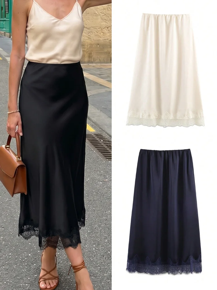 HH Women Casual Solid A-Line Skirt Elastic Waist Elegant Lace Splicing Midi Skirt Summer Fashion High Street Party Beach Skirt
HH Women Casual Solid A-Line Skirt Elastic Waist Elegant Lace Splicing Midi Skirt Summer Fashion High Street Party Beach Skirt