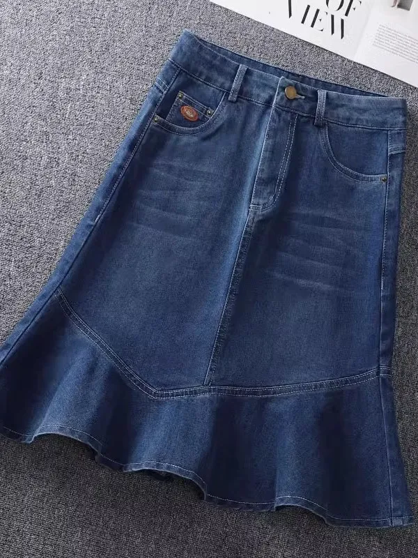 High Waist A-Line Skirt Women's Summer Denim Skirt Fish Tail Skirt with Lace Design Slimming Effect by Hip Covering
High Waist A-Line Skirt Women's Summer Denim Skirt Fish Tail Skirt with Lace Design Slimming Effect by Hip Covering