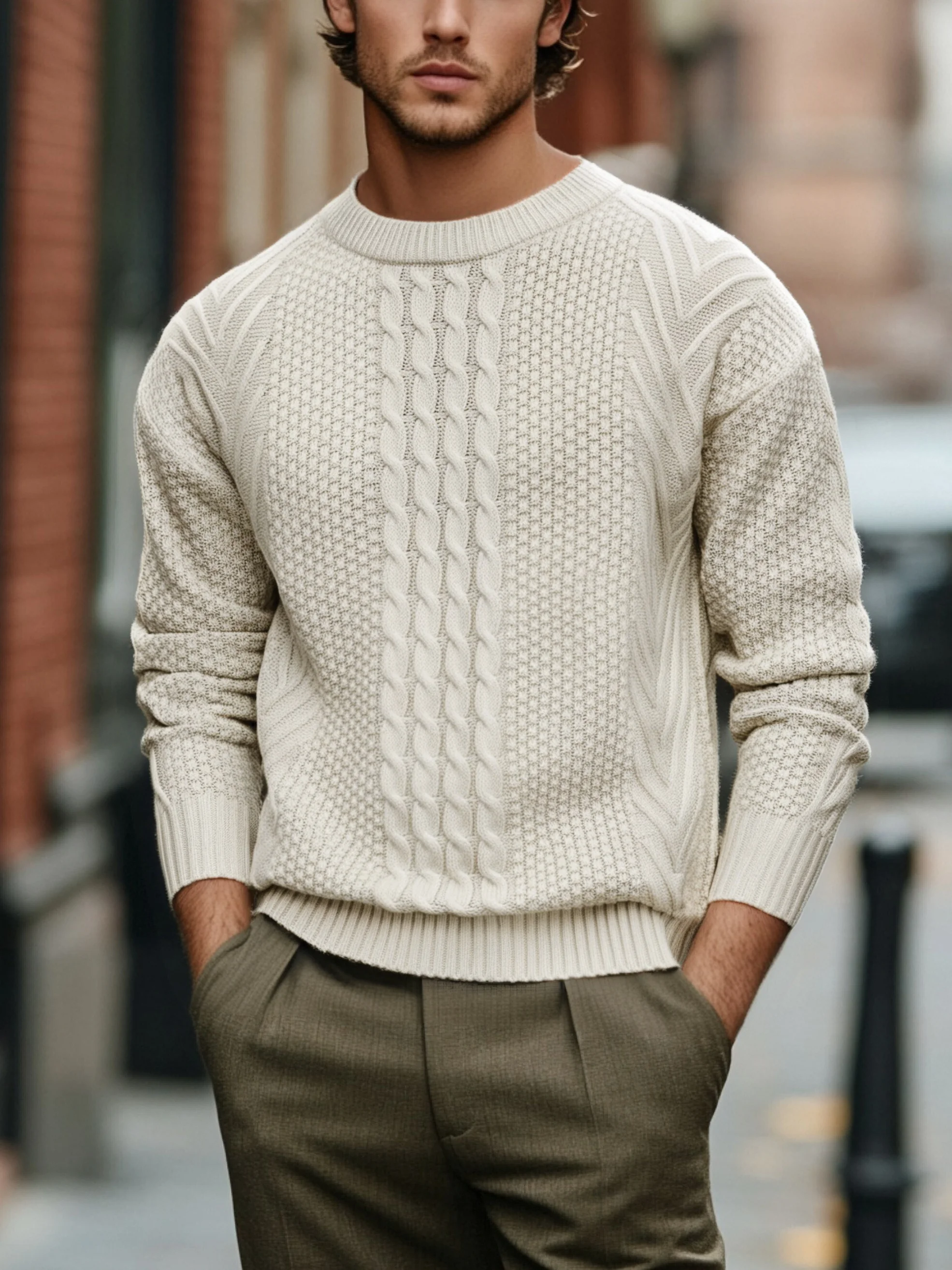 Men Spring Autumn Crew Neck Cable Knit Sweater Long Sleeve Textured Loose Business Casual Pullover Tops
Men Spring Autumn Crew Neck Cable Knit Sweater Long Sleeve Textured Loose Business Casual Pullover Tops