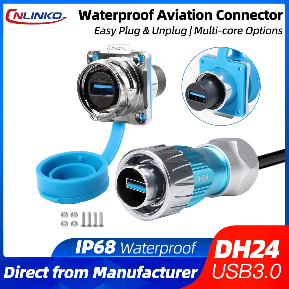 CNLINKO M24 Waterproof USB 3.0 Fast Charging Data Sync Connector Power Connector with 0.5m Extended Cable for PC Phone Laptop
CNLINKO M24 Waterproof USB 3.0 Fast Charging Data Sync Connector Power Connector with 0.5m Extended Cable for PC Phone Laptop