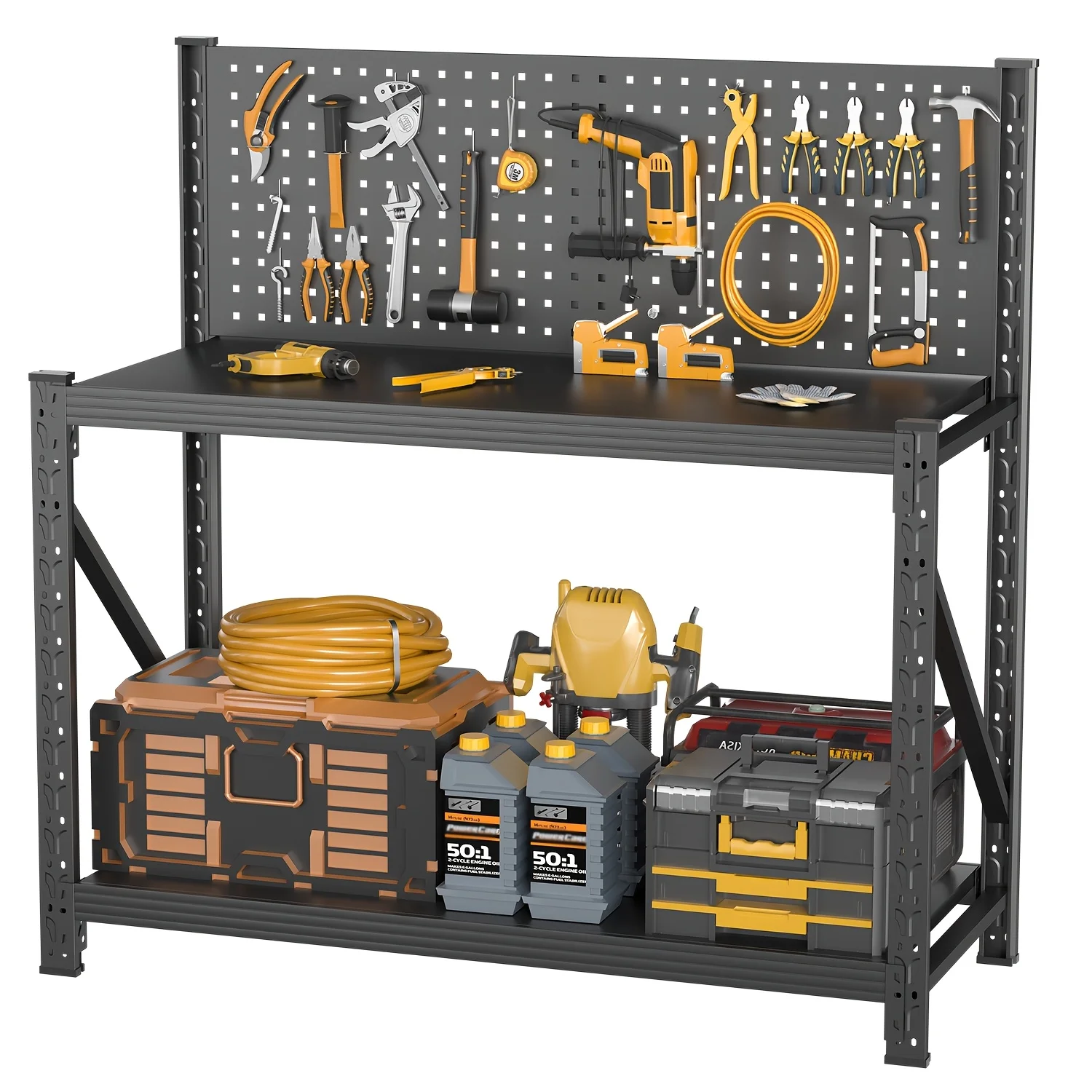 47"W Large Load Capacity Workbench with Pegboard | Metal Craft Table with Adjustable Shelves, Tool Cart, Work Desk, Garage Organizers and Storage Shelves, Welding Table, Work Table, Tool, Workshop, 47.2"H*47.09"W*19"D, Brand: PLMFJQK
47"W Large Load Capacity Workbench with Pegboard | Metal Craft Table with Adjustable Shelves, Tool Cart, Work Desk, Garage Organizers and Storage Shelves, Welding Table, Work Table, Tool, Workshop, 47.2"H*47.09"W*19"D, Brand: PLMFJQK