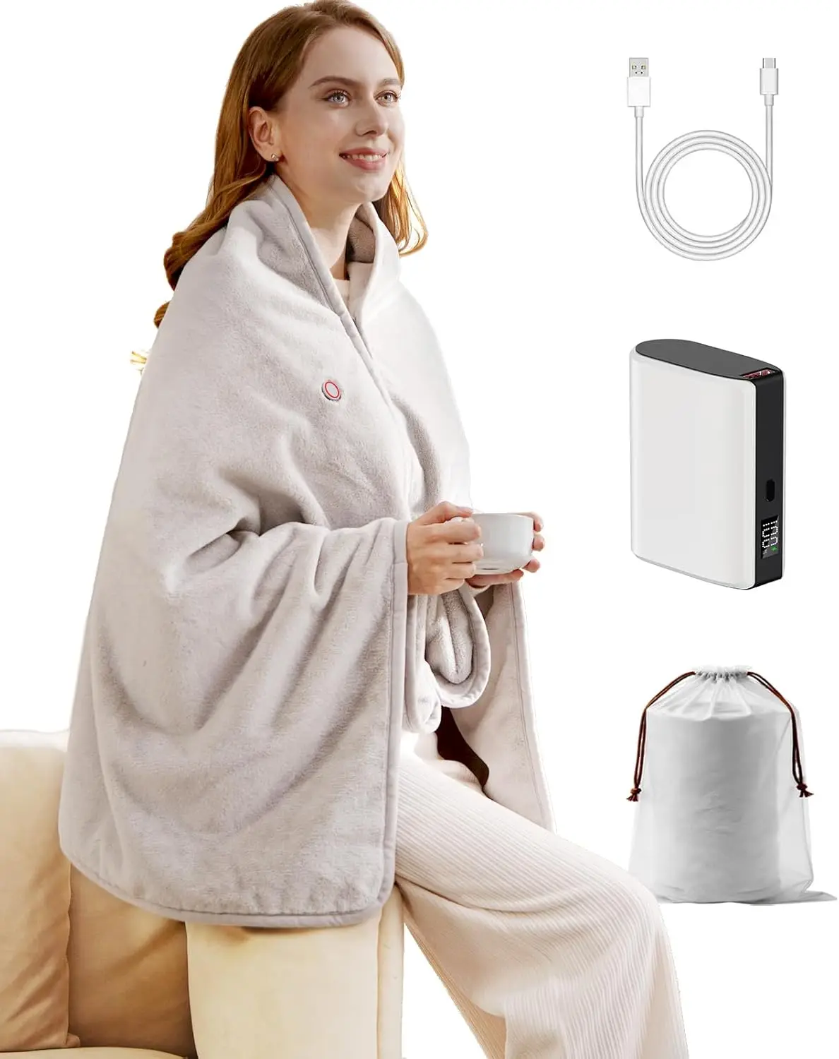 Rechargeable Cordless Heated Blanket - Portable Wearable Shawl for Office, Travel & Outdoor, Far-Infrared Heating
Rechargeable Cordless Heated Blanket - Portable Wearable Shawl for Office, Travel & Outdoor, Far-Infrared Heating
