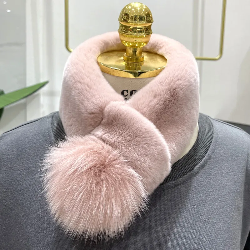 Real Rex Rabbit Fur Scarf For Women Thickened Fur Scarf With Fox Fur Ball Fashion Warm Women's Neckerchief Ladies Neck Scarves
Real Rex Rabbit Fur Scarf For Women Thickened Fur Scarf With Fox Fur Ball Fashion Warm Women's Neckerchief Ladies Neck Scarves