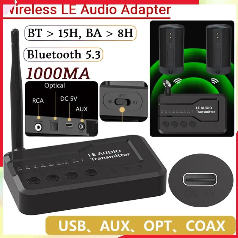 B18B LE Audio Transmitter Wireless LE Audio Adapter For USB, AUX, OPT, Coaxial Cable Audio Interface
B18B LE Audio Transmitter Wireless LE Audio Adapter For USB, AUX, OPT, Coaxial Cable Audio Interface