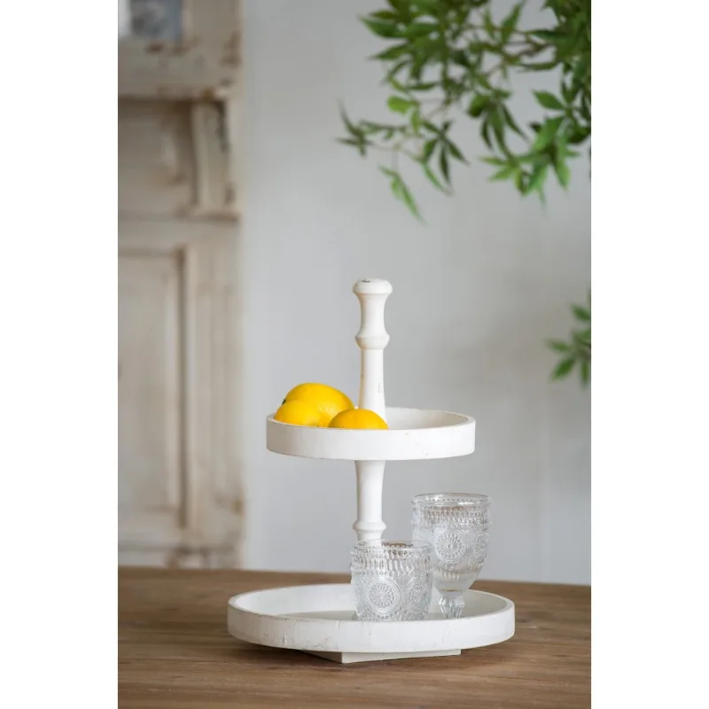 White two-layer circular wooden tray two-layer service tray farmhouse kitchen decoration tray household tray
White two-layer circular wooden tray two-layer service tray farmhouse kitchen decoration tray household tray