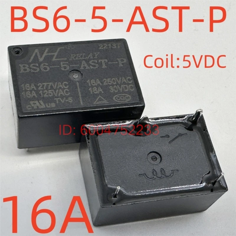 10PCS New BS6-5-AST-P BS6-12-AST-P BS6-24-AST-P (7520A-5V/12V/24V-16A) Relay 4pins
10PCS New BS6-5-AST-P BS6-12-AST-P BS6-24-AST-P (7520A-5V/12V/24V-16A) Relay 4pins
