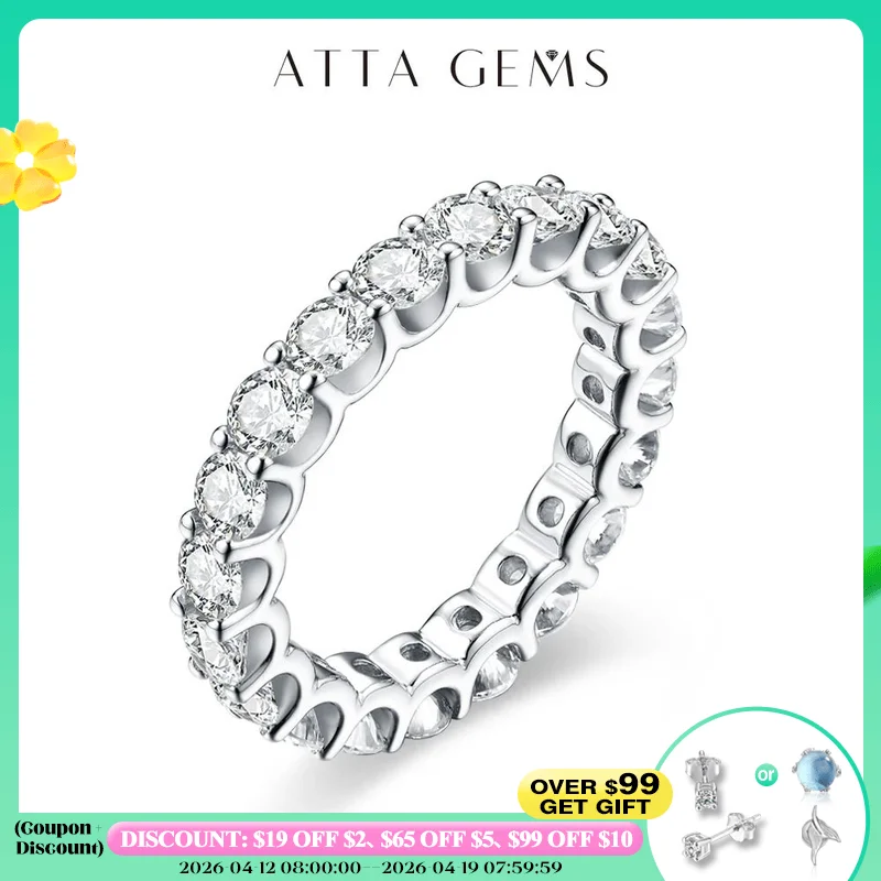 ATTAGEMS New in Round Cut 3.5mm Moissanite Rings D Color VVS1 Etenity Diamond Engagement Wedding Bands For Women
ATTAGEMS New in Round Cut 3.5mm Moissanite Rings D Color VVS1 Etenity Diamond Engagement Wedding Bands For Women