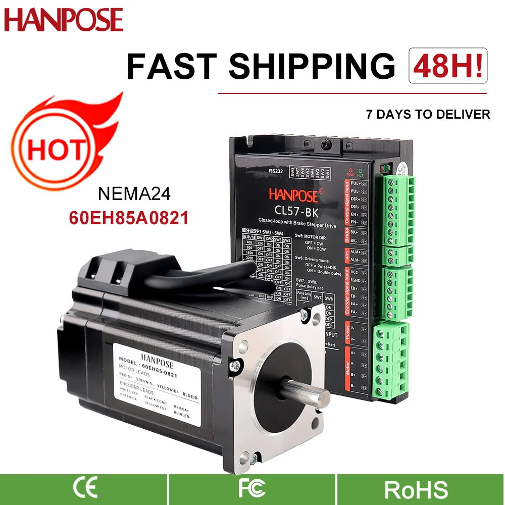 Hybrid Step-servo motor NEMA24 Stepper Motor 4.0A 2.8N.m 60EH85-0821+CL57-BK CNC Controller Kit Closed Loop stepper motor Driver
Hybrid Step-servo motor NEMA24 Stepper Motor 4.0A 2.8N.m 60EH85-0821+CL57-BK CNC Controller Kit Closed Loop stepper motor Driver