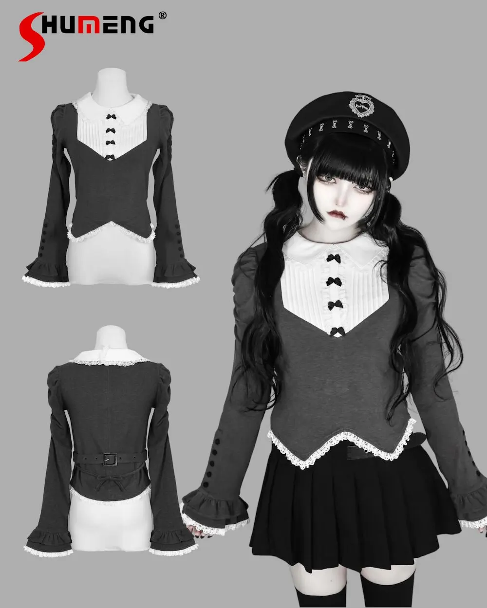 Gothic Subculture Dark Long-sleeved Top 2026 Spring and Summer New Girls' Sweet Cool Fashion Bow Lace Splicing T-shirt Tees
Gothic Subculture Dark Long-sleeved Top 2026 Spring and Summer New Girls' Sweet Cool Fashion Bow Lace Splicing T-shirt Tees