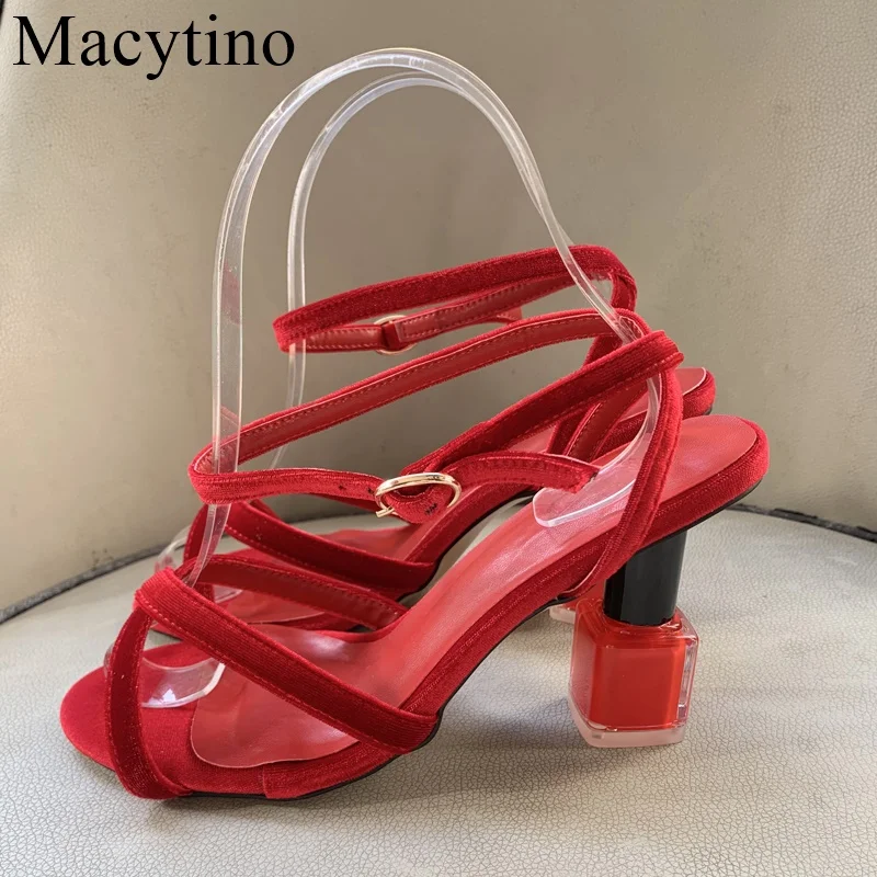 Novelty Nail Polish Strange Heel Mules For Girls Sexy Narrow Band Genuine Leather Open Toe Slingbacks Women Sandals
Novelty Nail Polish Strange Heel Mules For Girls Sexy Narrow Band Genuine Leather Open Toe Slingbacks Women Sandals