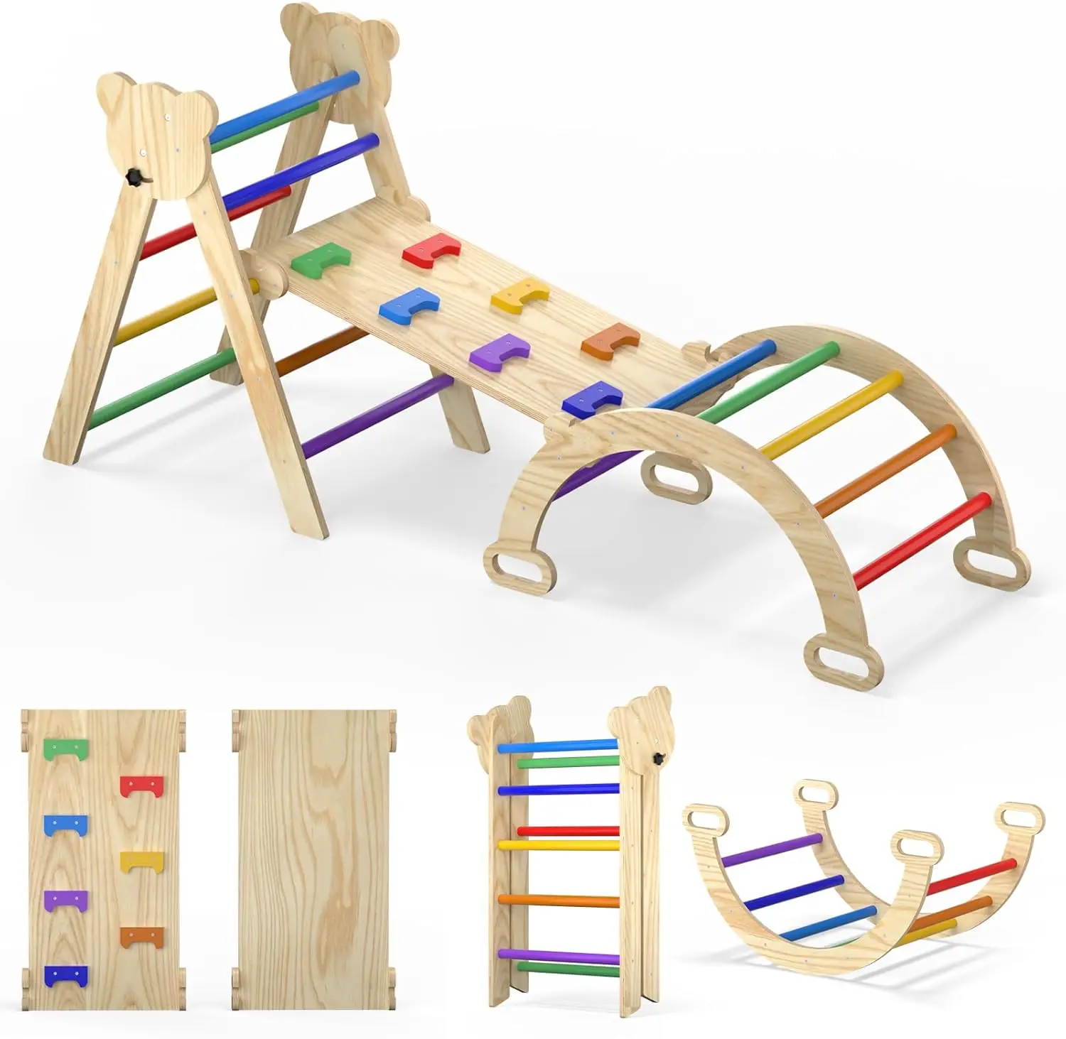 7 in 1 Montessori Pikler Triangle Set, Foldable Wooden Pickler-3 Piece Baby Climbing Gym Toddler Climbing Toys Indoor with Arch,
7 in 1 Montessori Pikler Triangle Set, Foldable Wooden Pickler-3 Piece Baby Climbing Gym Toddler Climbing Toys Indoor with Arch,