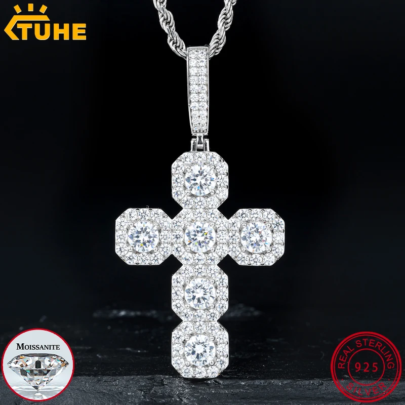 TUHE High Quality Unisex Classic Cross Mossanite Sterling Silver 925 Pendant For Men Women Hip Hop Jewelry
TUHE High Quality Unisex Classic Cross Mossanite Sterling Silver 925 Pendant For Men Women Hip Hop Jewelry
