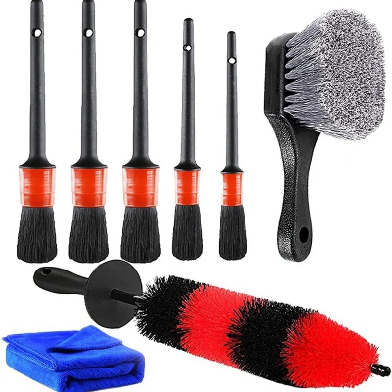 8 Pieces Car Detailing Cleaning Tool Kit Heavy Duty for Tire Rim Grime Removal Equipped Long Handle Soft Bristle Wheel Brush
8 Pieces Car Detailing Cleaning Tool Kit Heavy Duty for Tire Rim Grime Removal Equipped Long Handle Soft Bristle Wheel Brush